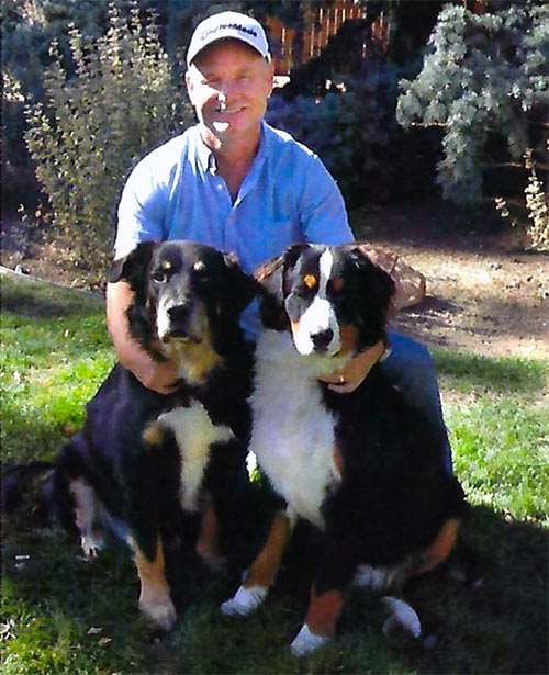 Rob Engerman with his dogs and van in Highlands Ranch, Colorado